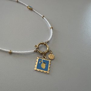 Collier Atelier CVL breloque citron et perles