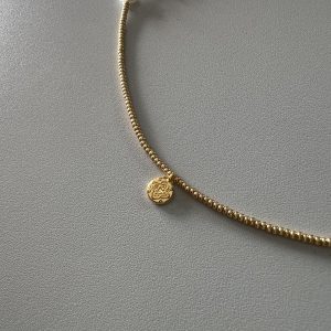 Collier en amazonite, étoiles de nacre, breloque en jade et onyx rouge Atelier CVL