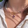 Atelier CVL Collier amethyste, onyx vert, labradorite et quartz rose - pièce unique - fait main