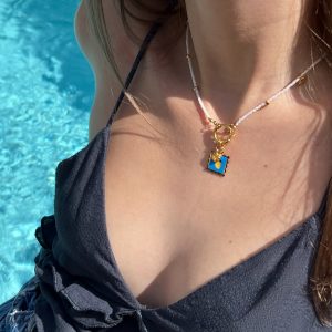 Collier Atelier CVL breloque citron et perles