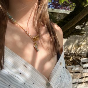 Collier poisson, perles en amazonite et nacre et perles d'eau douce - pièce unique - fait main Atelier CVL
