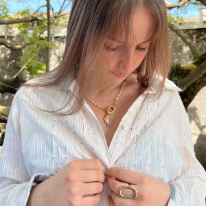Collier poisson, perles en amazonite et nacre et perles d'eau douce - pièce unique - fait main Atelier CVL