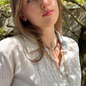 Collier lapis lazuli perles d'eau douce atelier CVL