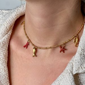 Atelier CVL Collier – ras de cou – 5 breloques