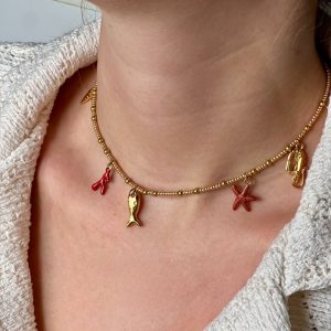 Atelier CVL Collier – ras de cou – 5 breloques