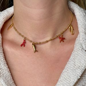 Atelier CVL Collier – ras de cou – 5 breloques