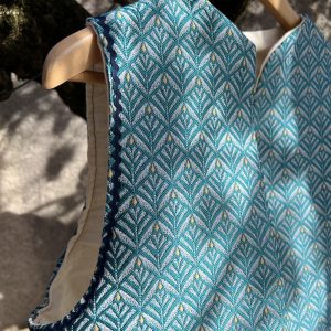 Gilet, veste sans manche, jacquard – Taille M – Fait main à Lyon.