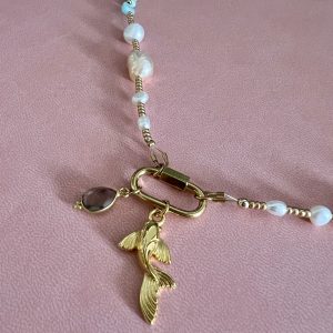 Collier Amazonite et perles d'eau douce quartz fumé Atelier CVL
