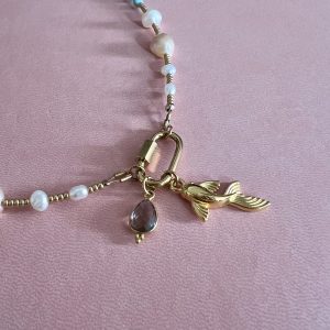 Collier Amazonite et perles d'eau douce quartz fumé Atelier CVL