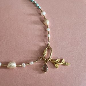 Collier Amazonite et perles d'eau douce quartz fumé Atelier CVL
