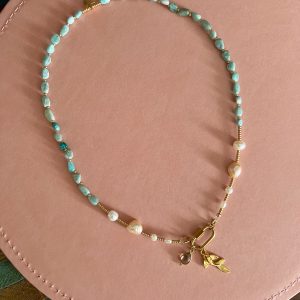 Collier Amazonite et perles d'eau douce quartz fumé Atelier CVL