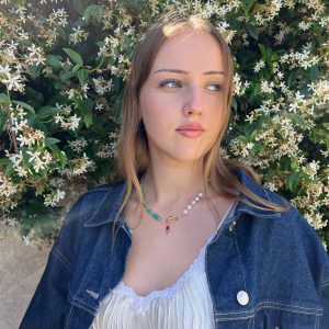 Collier asymétrique regalite et perles d'eau douce - pièce unique Atelier CVL