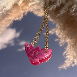 Collier aigle calcédoine rose atelier CVL
