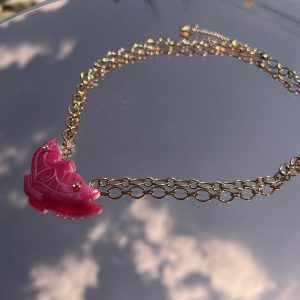 Collier aigle calcédoine rose atelier CVL