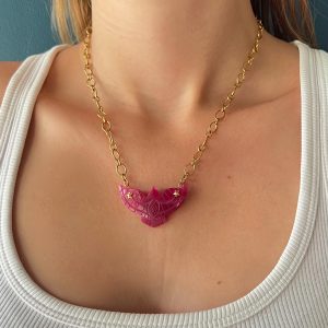 Collier aigle calcédoine rose atelier CVL