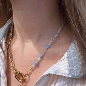 Collier aigue marine Atelier CVL chaîne et pierres