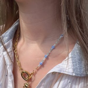 Collier aigue marine Atelier CVL chaîne et pierres
