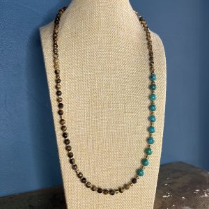 Sautoir oeil de tigre et chrysocolle Atelier CVL