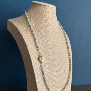 Collier bleuet fermoir art déco Atelier CVL