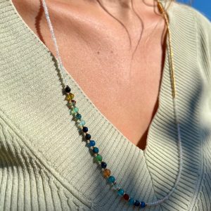 Sautoir Océan agate et morganite Atelier CVL